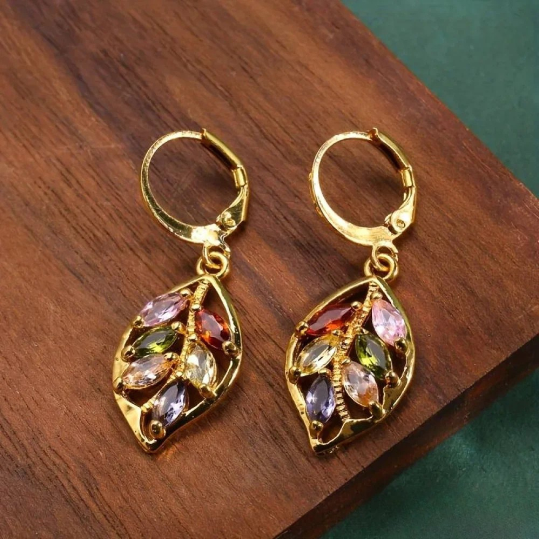 MOSAICA | Multicolor Gold Leaf Earrings