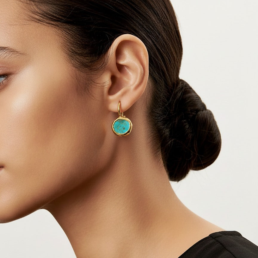 MIRAGE | Gold Turquoise Earrings