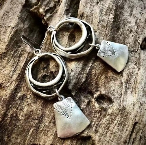 QUADRA | Vintage Square Silver Earrings