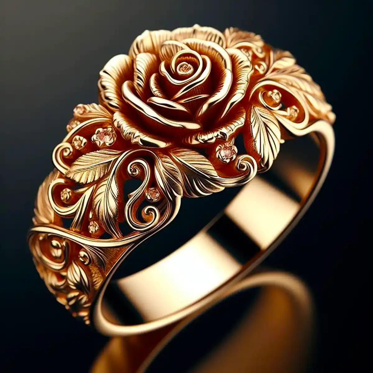 GLEAMWOOD | Gold Floral Ring