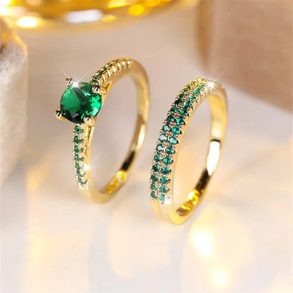 JADEITE | Emerald Gold Ring Duo Set