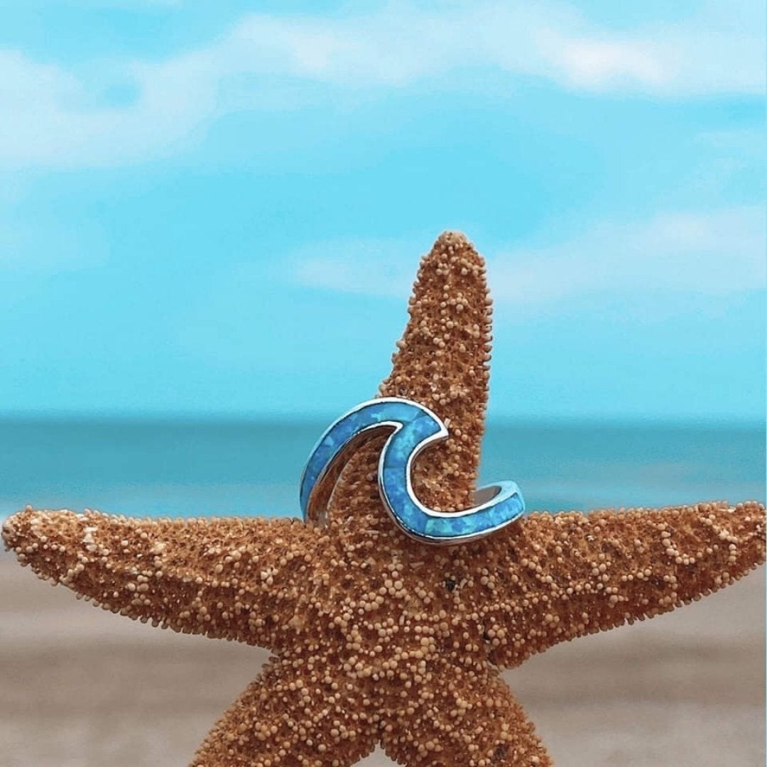 UNDULATE | Silver Wave Blue Opal Ring