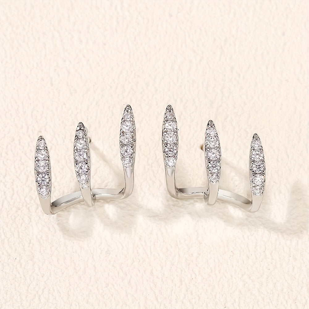 TALON | Three-Prong Crystal Stud Earrings