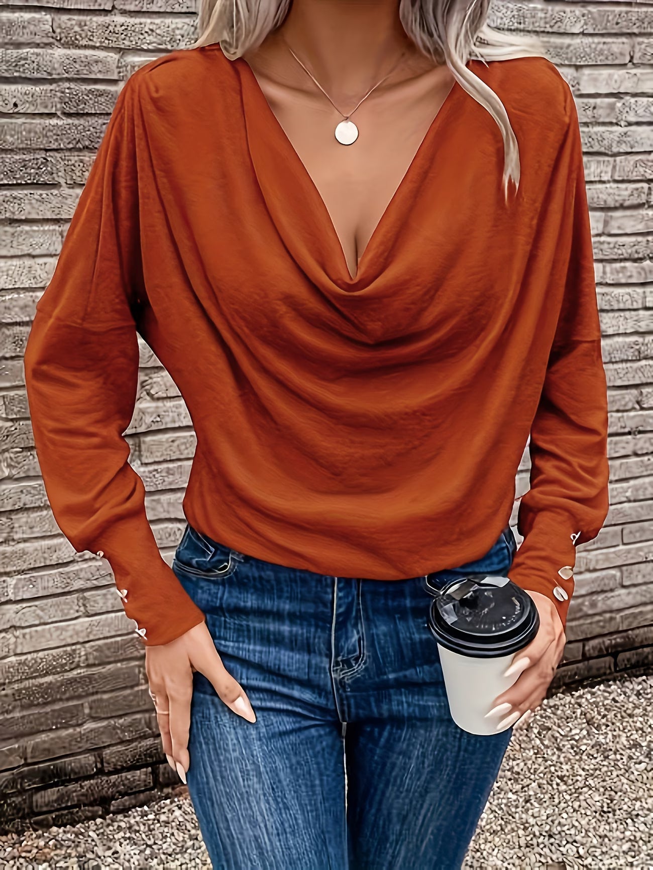 Verona vízesésnyakú kötött felső