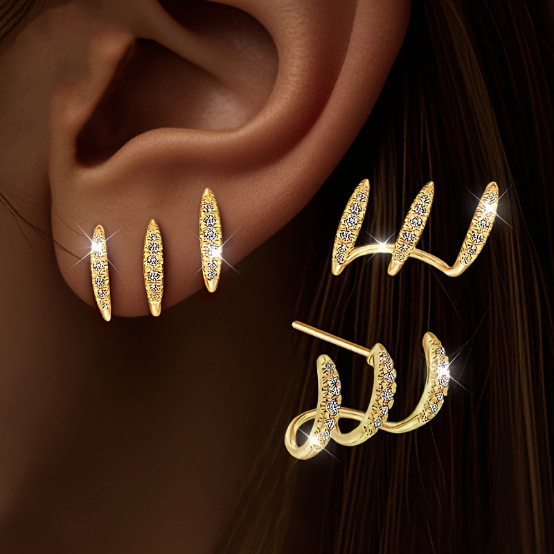 TALON | Three-Prong Crystal Stud Earrings