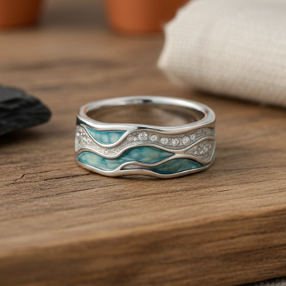 BREEZE | Silver Turquoise Wave Ring
