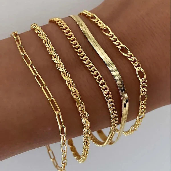 QUINTET | Gold Stacking Bracelet Set