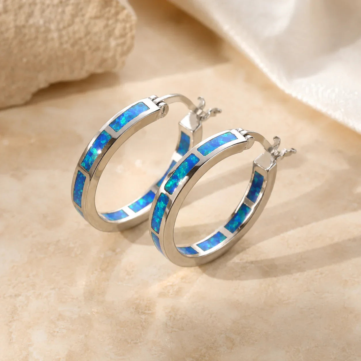 NIMBUS | Blue Fire Opal Halo Earrings