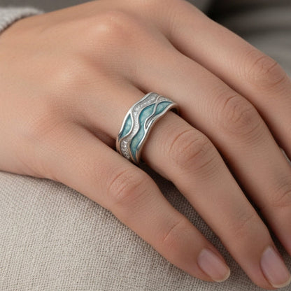 BREEZE | Silver Turquoise Wave Ring