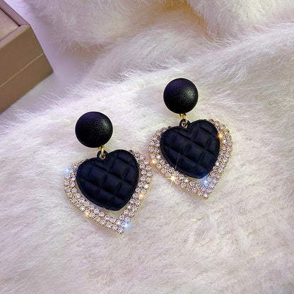 ONYX | Black Heart Gold Earrings