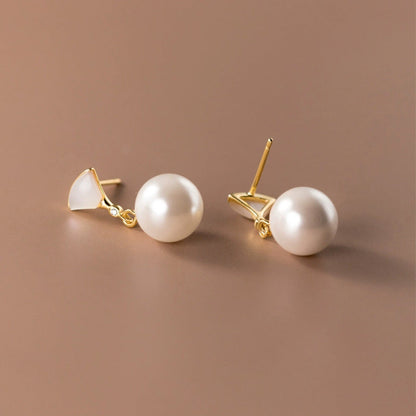 BEACON | Silver Pearl Earrings
