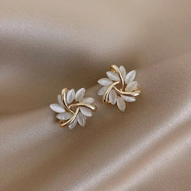 MOONLIT | White Opal Stud Earrings