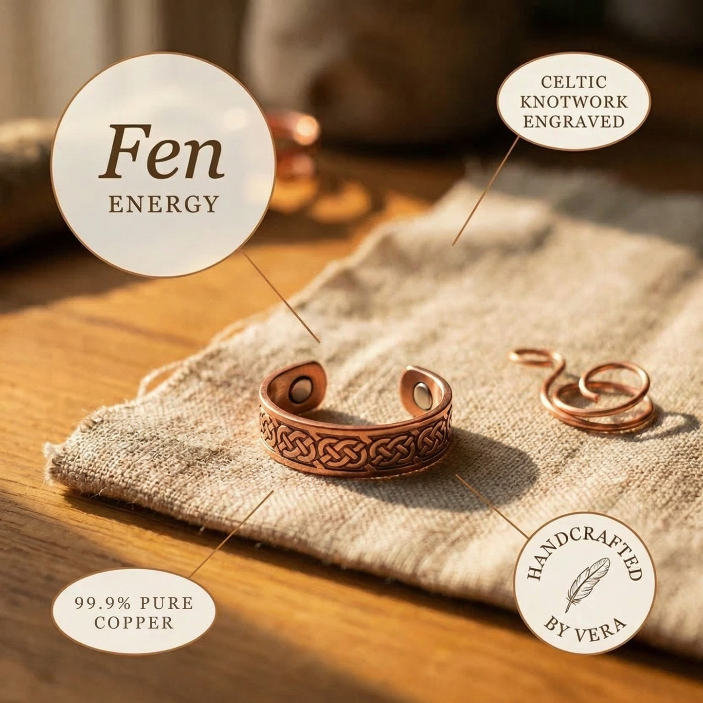 FEN | Jade Inlay Copper Ring