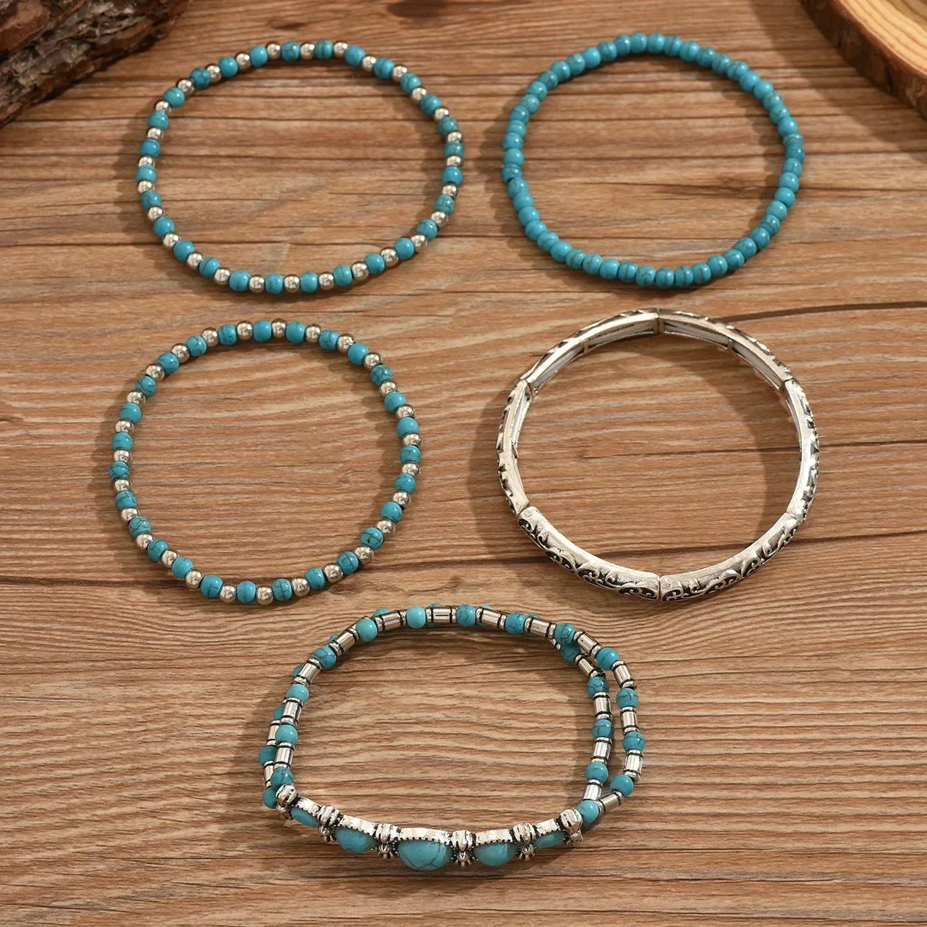 SAHARA | Boho Turquoise Bead Bracelet Set