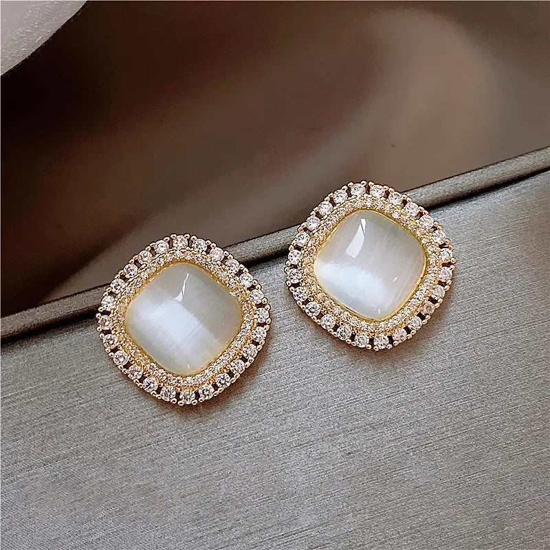 FACET | Square Opal Zircon Earrings