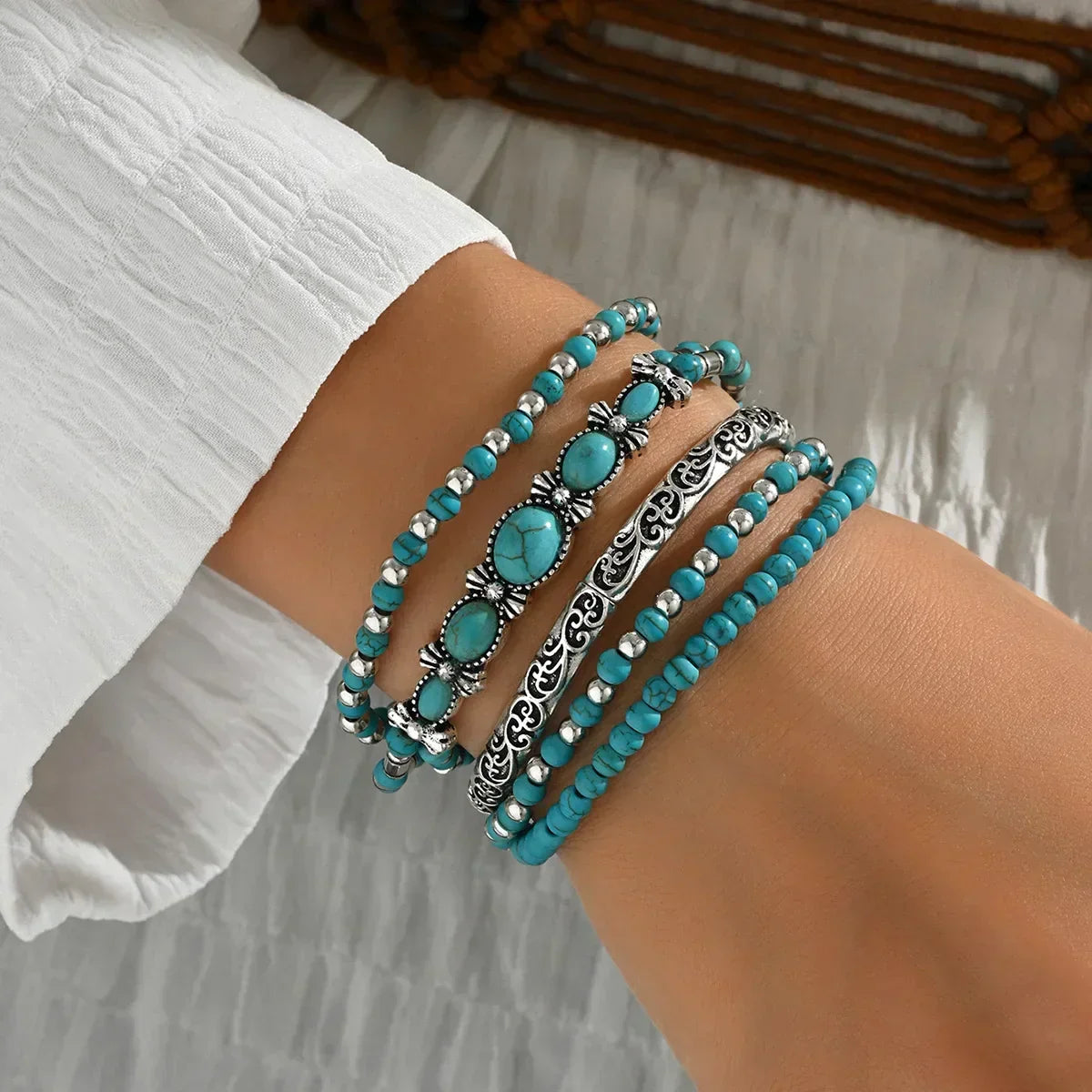 SAHARA | Boho Turquoise Bead Bracelet Set