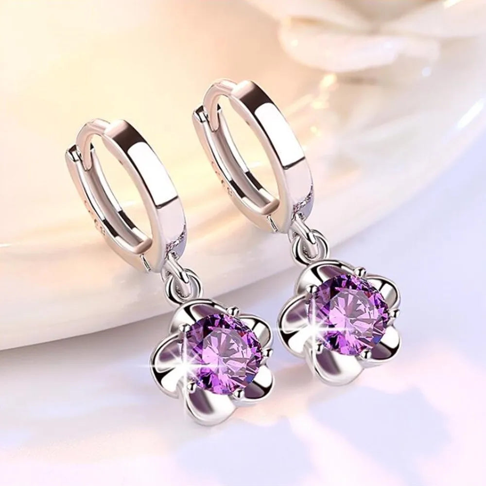 AMETHYST | Sterling Silver Zircon Earrings