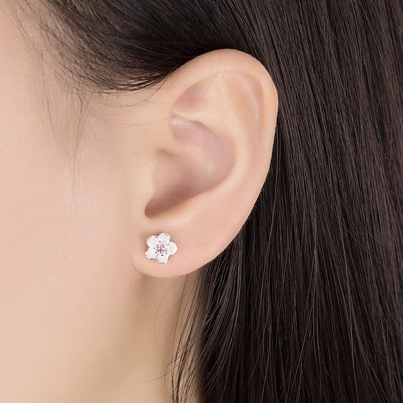 BLOSSOMBUD | Flower Zirconia Button Earrings