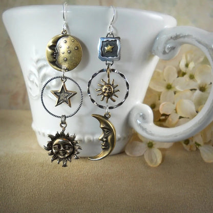 COSMOS | Sun Moon Pendant Earrings