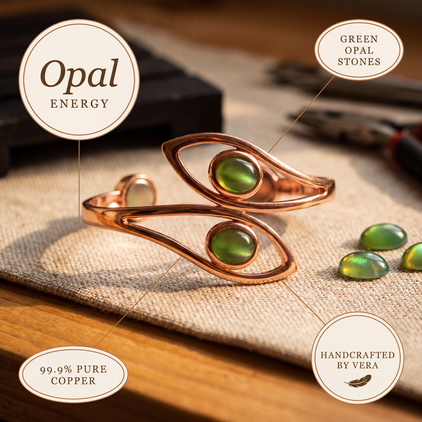 OPAL | Hand-Set Copper Bracelet