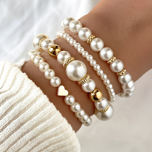 VALENTINE | Heart Pearl Bracelet Set