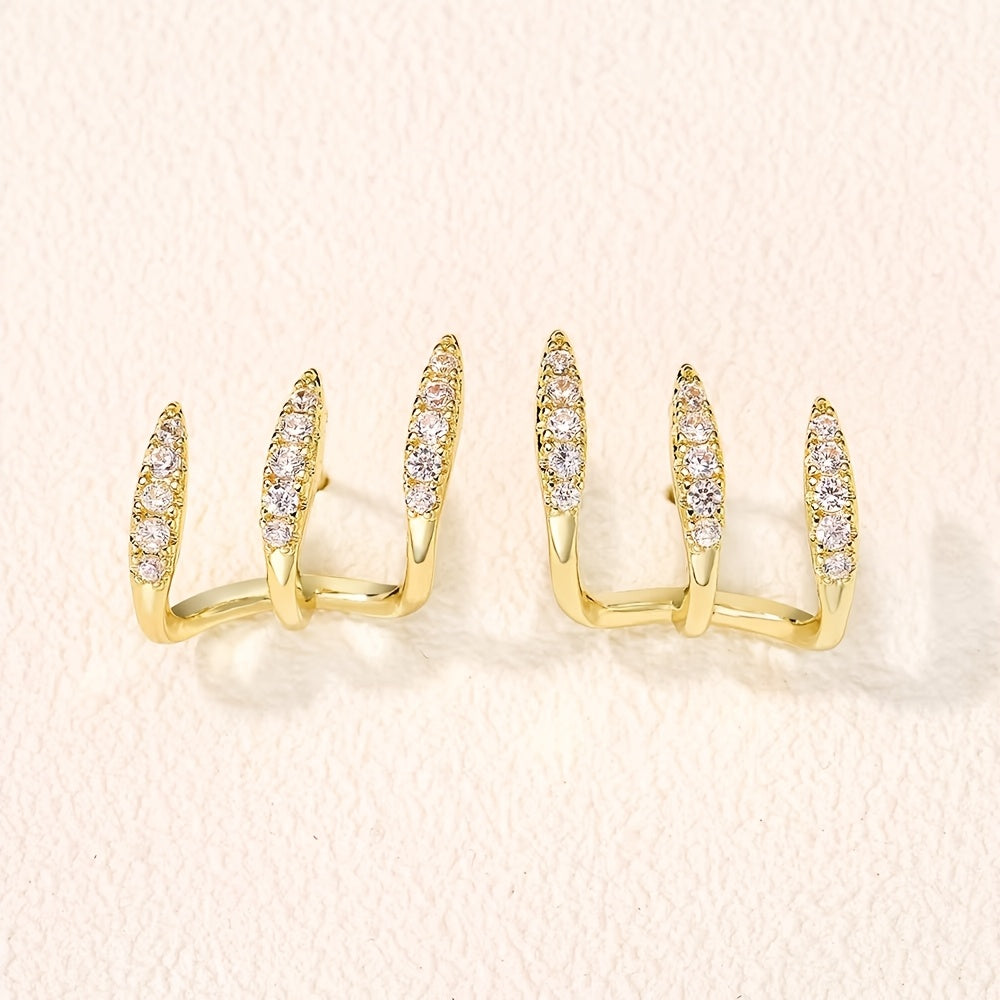 TALON | Three-Prong Crystal Stud Earrings