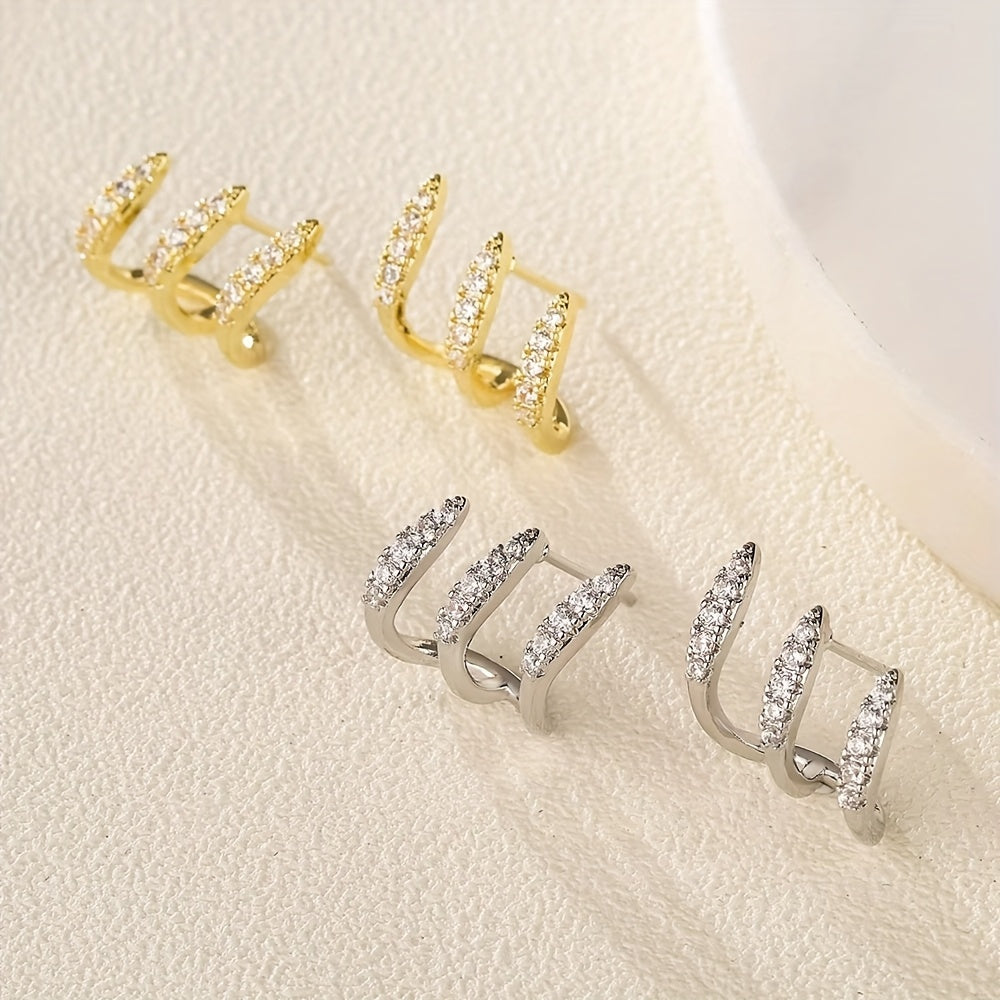 TALON | Three-Prong Crystal Stud Earrings