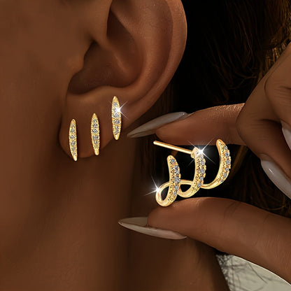 TALON | Three-Prong Crystal Stud Earrings
