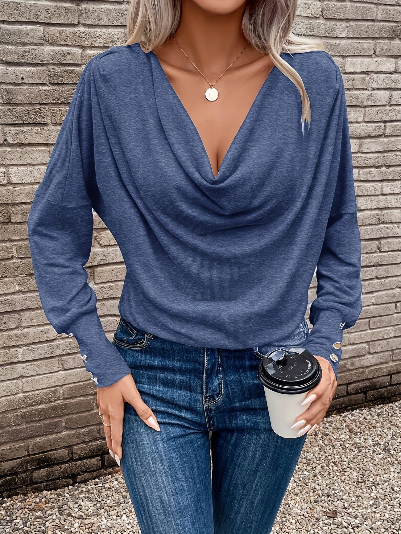 Verona vízesésnyakú kötött felső