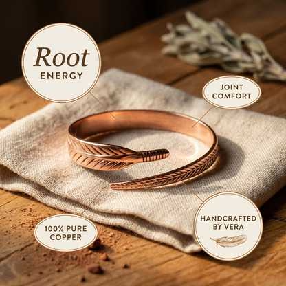 ROOT | Hand-Engraved Feather Copper Bracelet