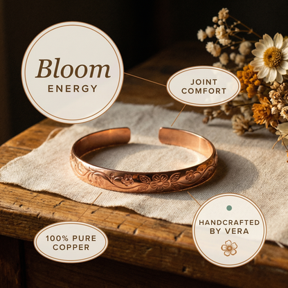 BLOOM | Engraved Vine & Flower Copper Bracelet