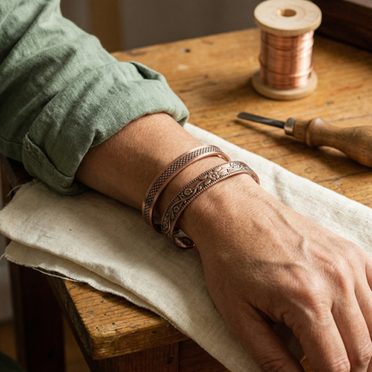 FORGE | Lattice & Floral Copper Ring Set