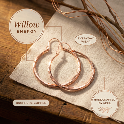 WILLOW | Faceted Hammered Copper Hoops