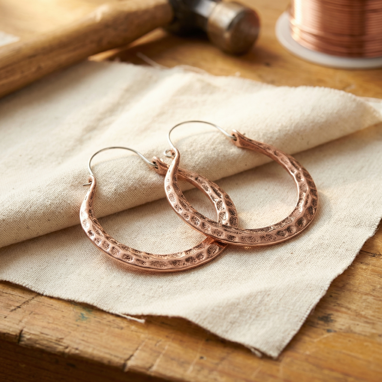 EMBER | Hammered Copper Hoop Earrings