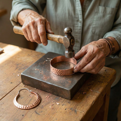 EMBER | Hammered Copper Hoop Earrings
