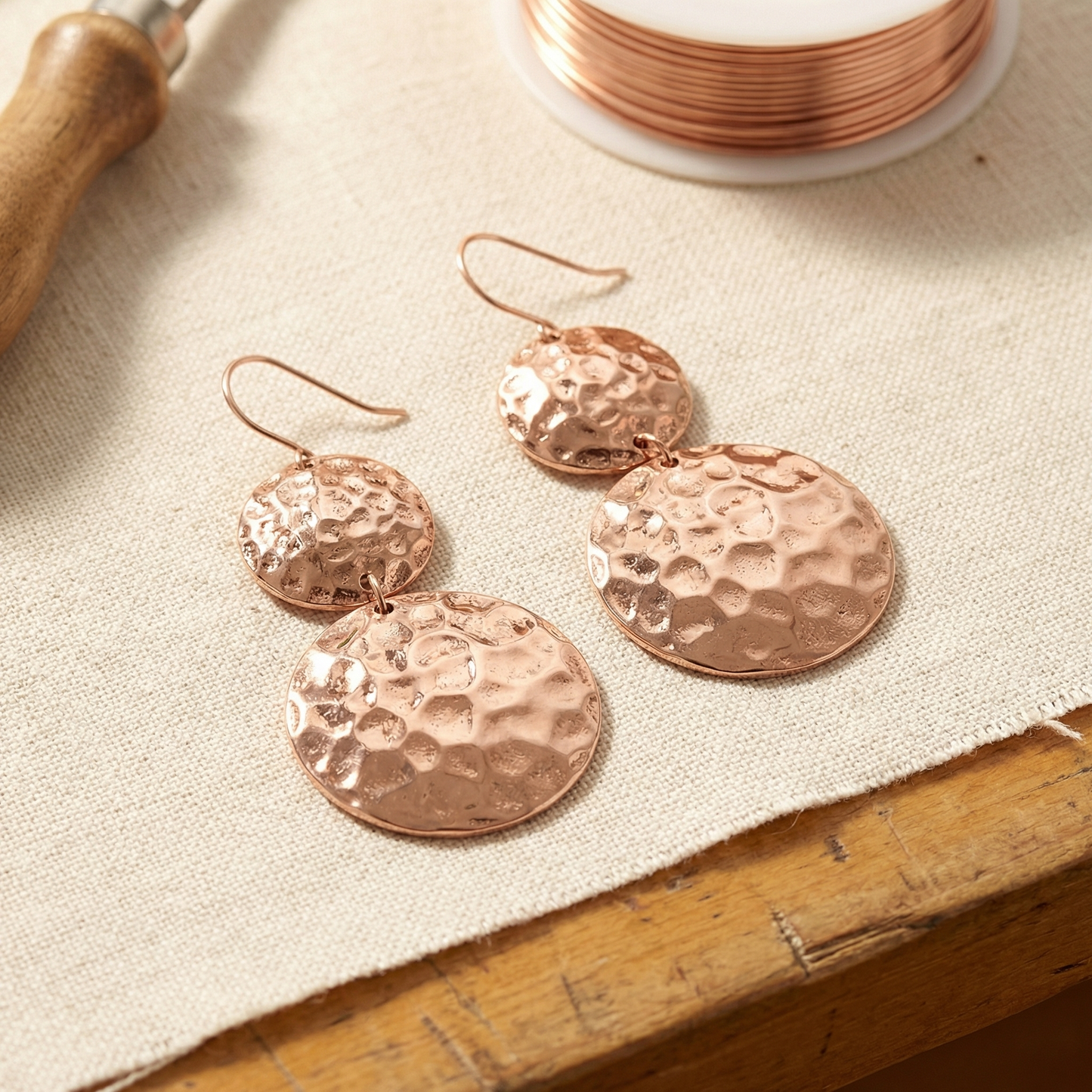 SOLSTICE | Hammered Copper Disc Earrings