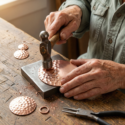 SOLSTICE | Hammered Copper Disc Earrings