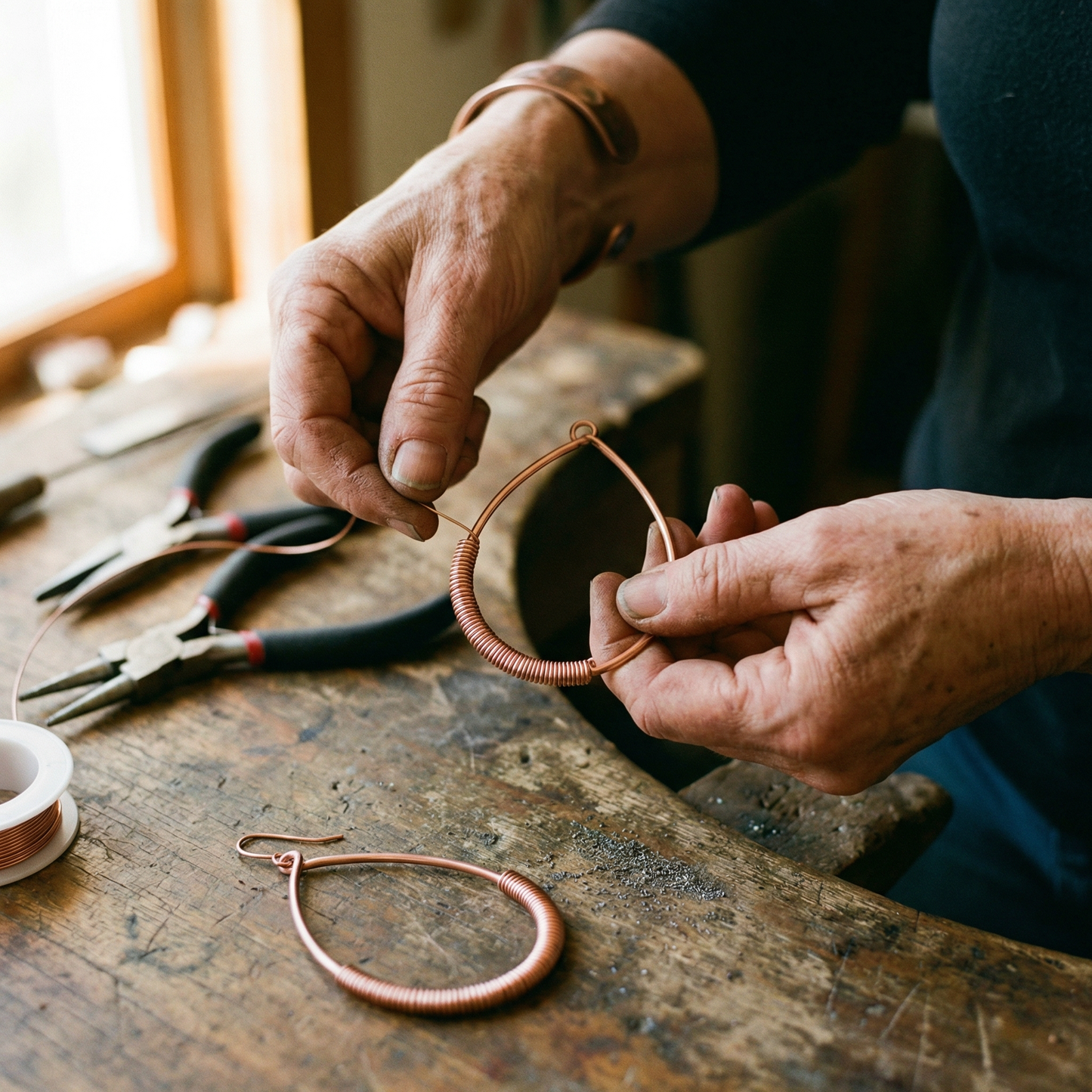 CREEK | Wire-Wrapped Copper Earrings