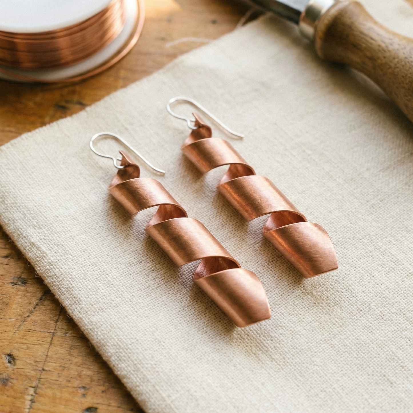 DUSK | Twisted Spiral Copper Earrings
