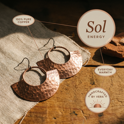 SOL | Hammered Fan Copper Earrings