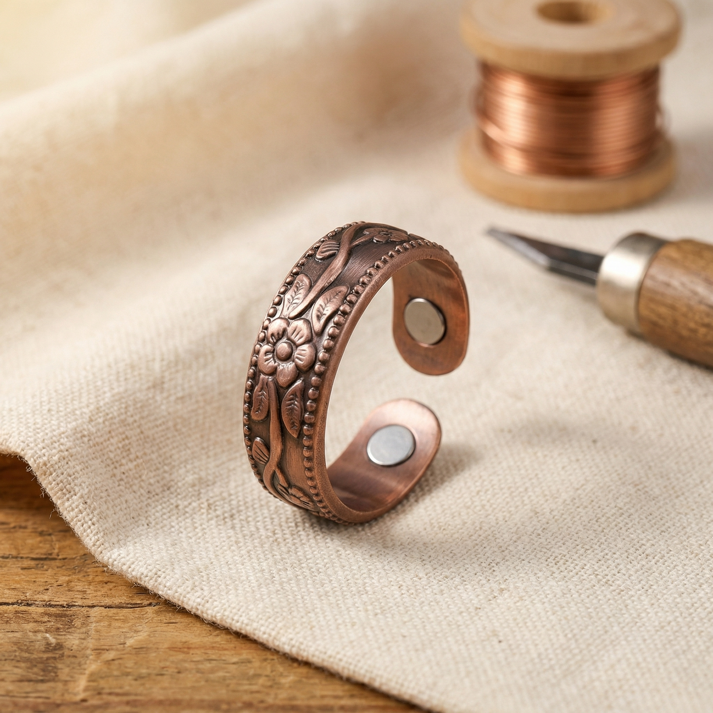 PETAL | Beaded Flower Copper Ring