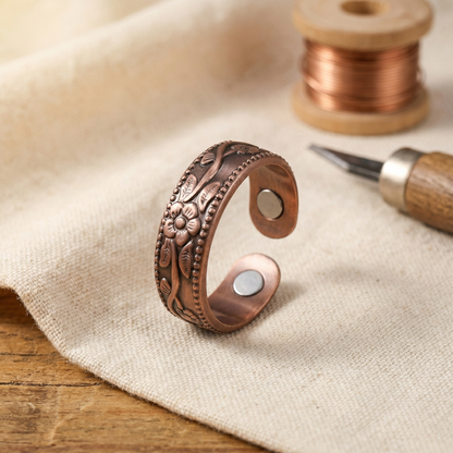 PETAL | Beaded Flower Copper Ring