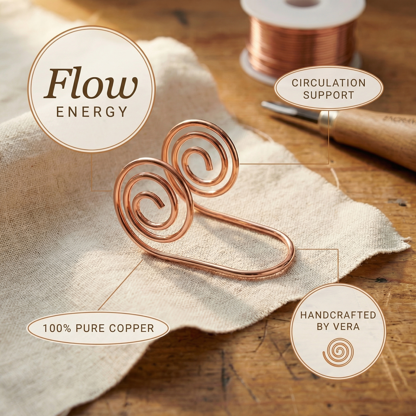 FLOW | Coiled Copper Hand Spiral