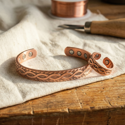 KNOT | Engraved Copper Ring & Bracelet Set