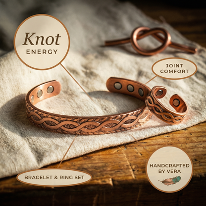 KNOT | Engraved Copper Ring & Bracelet Set