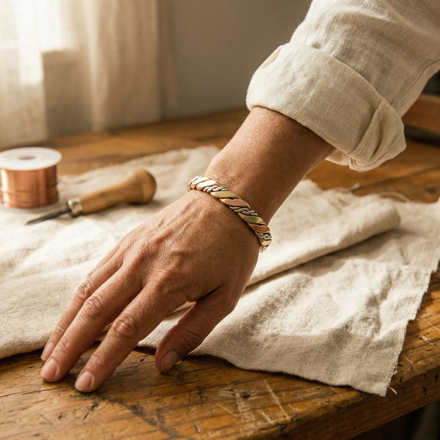 STONE | Tri-Tone Twisted Copper Bracelet