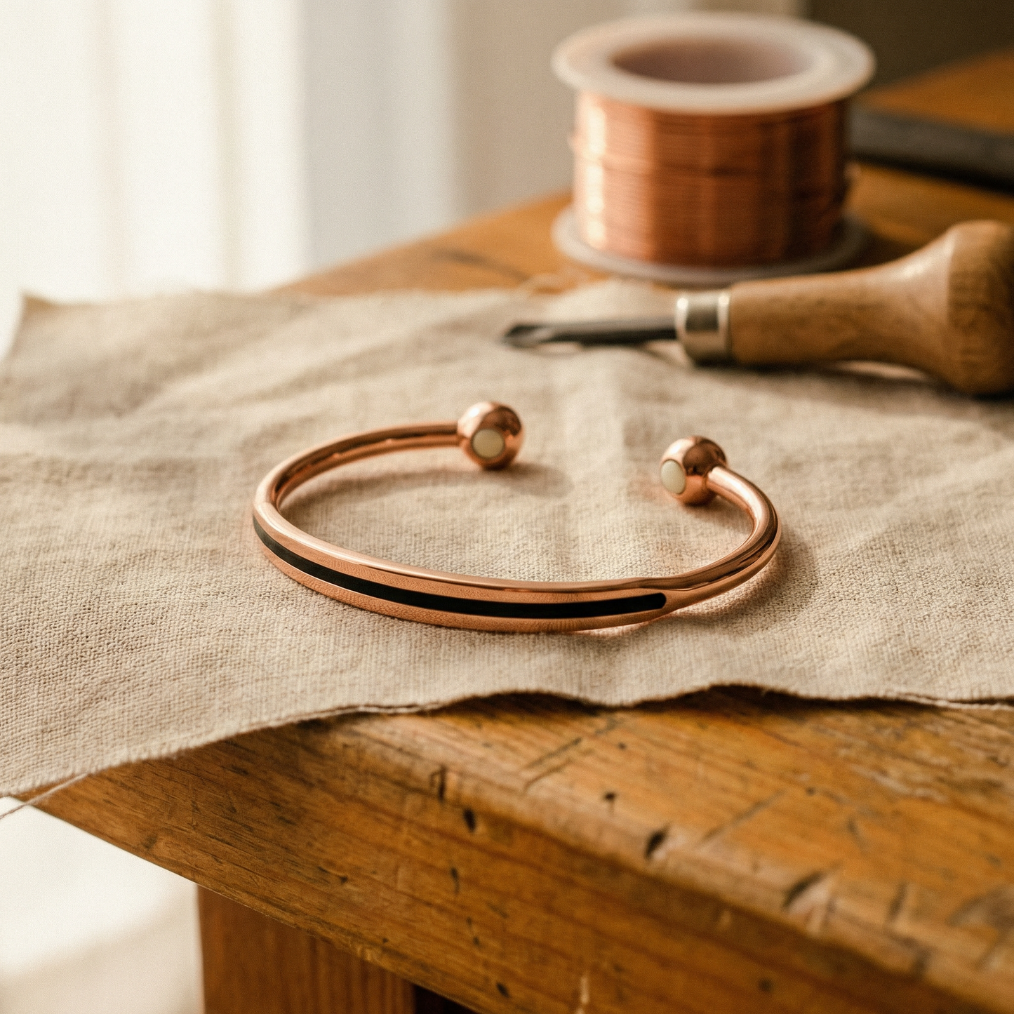 VEIN | Polished Ball-End Copper Bracelet