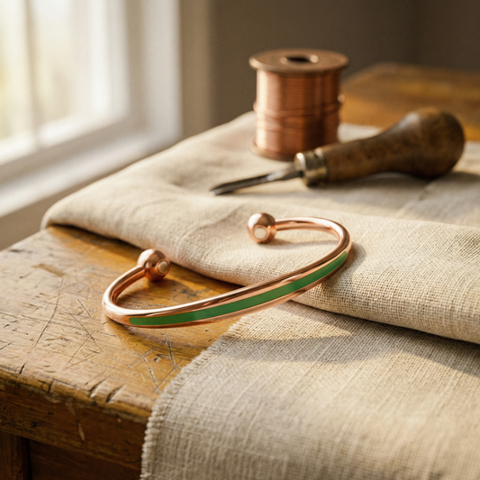 JADE | Green Inlay Ball-Tip Copper Cuff