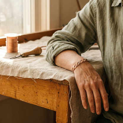SEAM | Braided Stone-Set Copper Bracelet