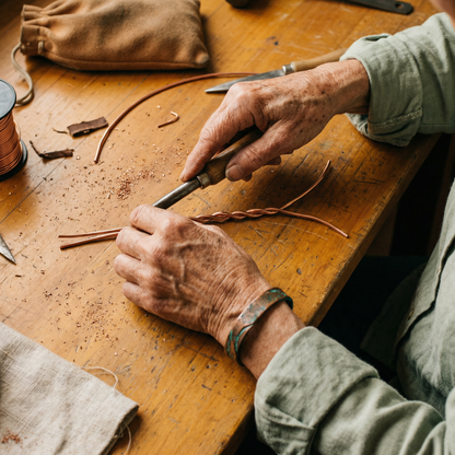 SEAM | Braided Stone-Set Copper Bracelet